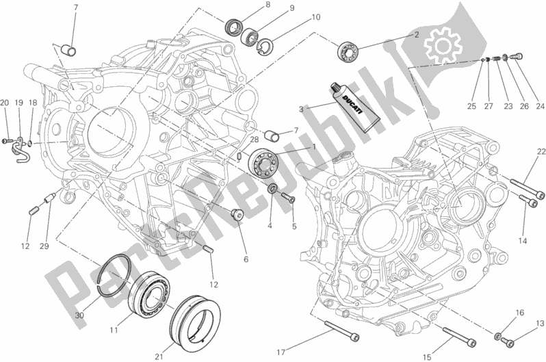 All parts for the Crankcase Bearings of the Ducati Diavel Carbon FL Thailand-Brasil 1200 2015